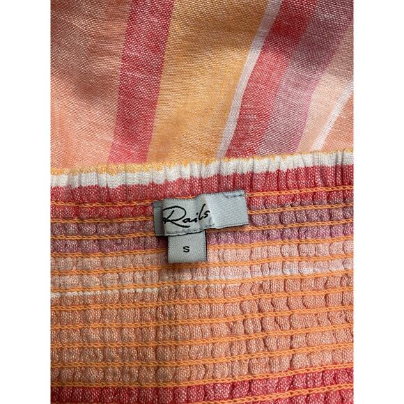 Rails 'Amaya' Orange Linen Top Size S - Picture 3 of 4